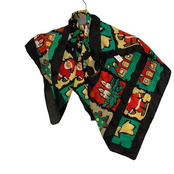 Christmas patchwork cute winter scenes scarf - Picture 3 of 5